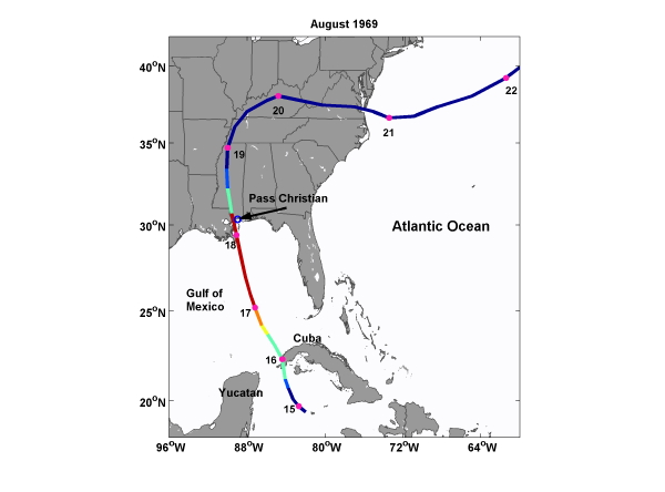 Figure 26.1: Track of Hurricane Camille