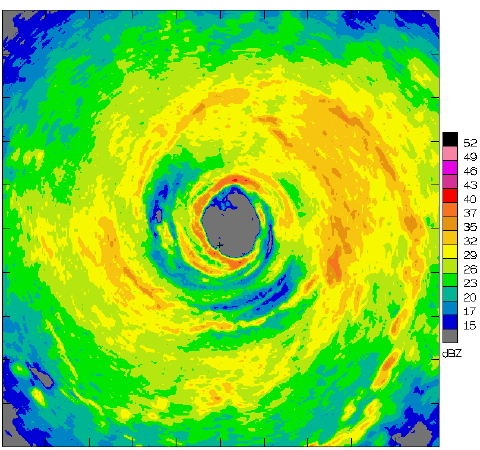 Figure 2.4: Radar reflectivity in the eye of Hurricane Floyd of 1999